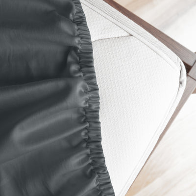 Dealsmate Royal Comfort 1200 Thread Count Fitted Sheet Cotton Blend Ultra Soft Bedding - Queen - Dark Grey