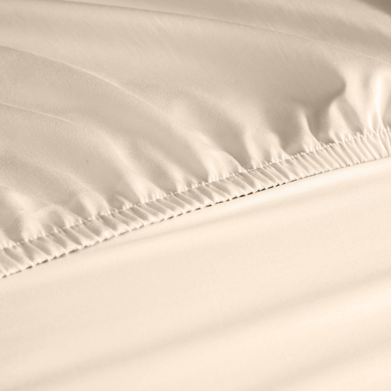 Dealsmate Royal Comfort 1200 Thread Count Fitted Sheet Cotton Blend Ultra Soft Bedding - King - Ivory