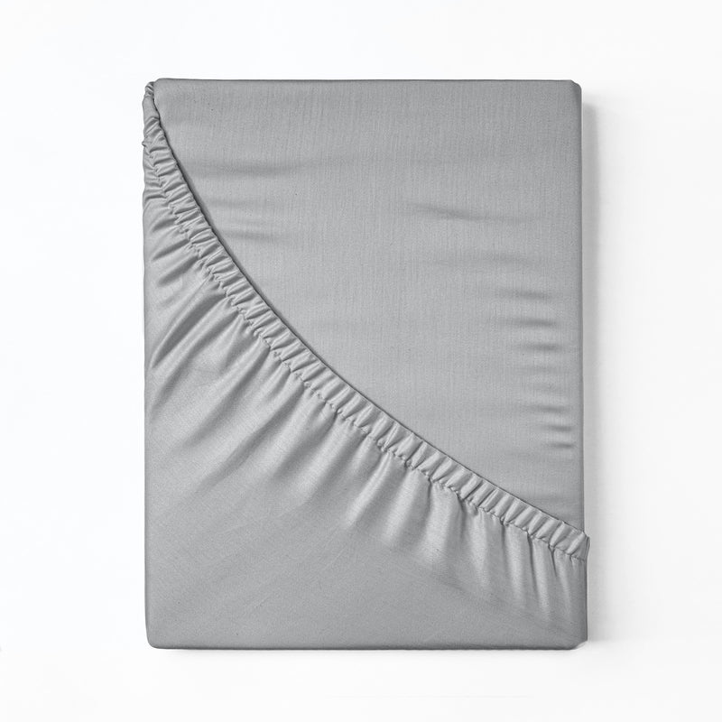 Dealsmate Royal Comfort 1200 Thread Count Fitted Sheet Cotton Blend Ultra Soft Bedding - King - Light Grey