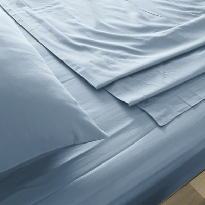 Dealsmate Royal Comfort 1000 Thread Count Bamboo Cotton Sheet and Quilt Cover Complete Set - Queen - Blue Fog