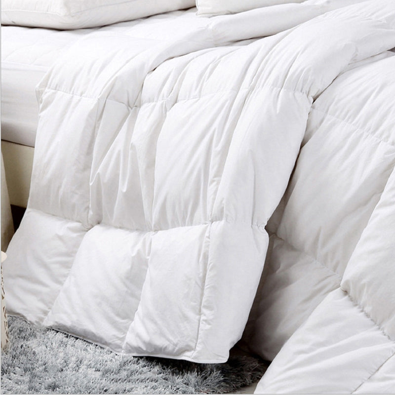 Dealsmate Royal Comfort 500GSM Goose Feather Down Quilt And Bamboo Quilted Pillow Set - Single - White