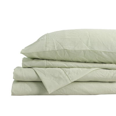 Dealsmate Royal Comfort Flax Linen Blend Sheet Set Bedding Luxury Breathable Ultra Soft - Queen - Sage Green