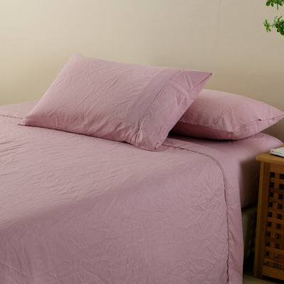 Dealsmate Royal Comfort Flax Linen Blend Sheet Set Bedding Luxury Breathable Ultra Soft - Queen - Mauve