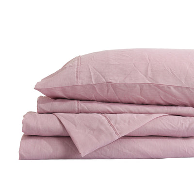 Dealsmate Royal Comfort Flax Linen Blend Sheet Set Bedding Luxury Breathable Ultra Soft - Queen - Mauve