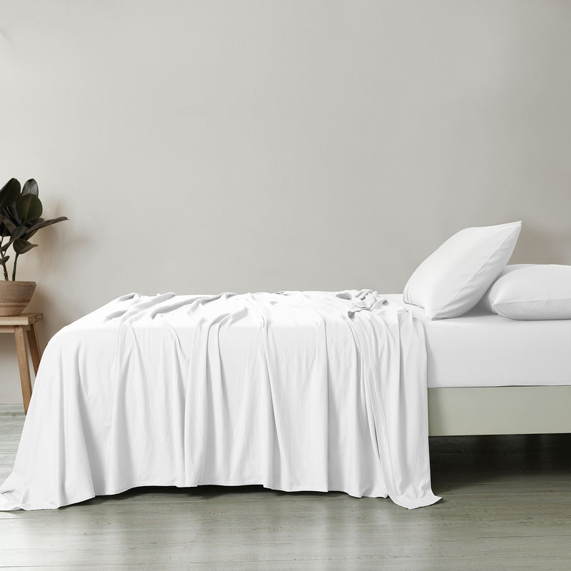 Dealsmate Royal Comfort 100% Jersey Cotton 4 Piece Sheet Set - King - White