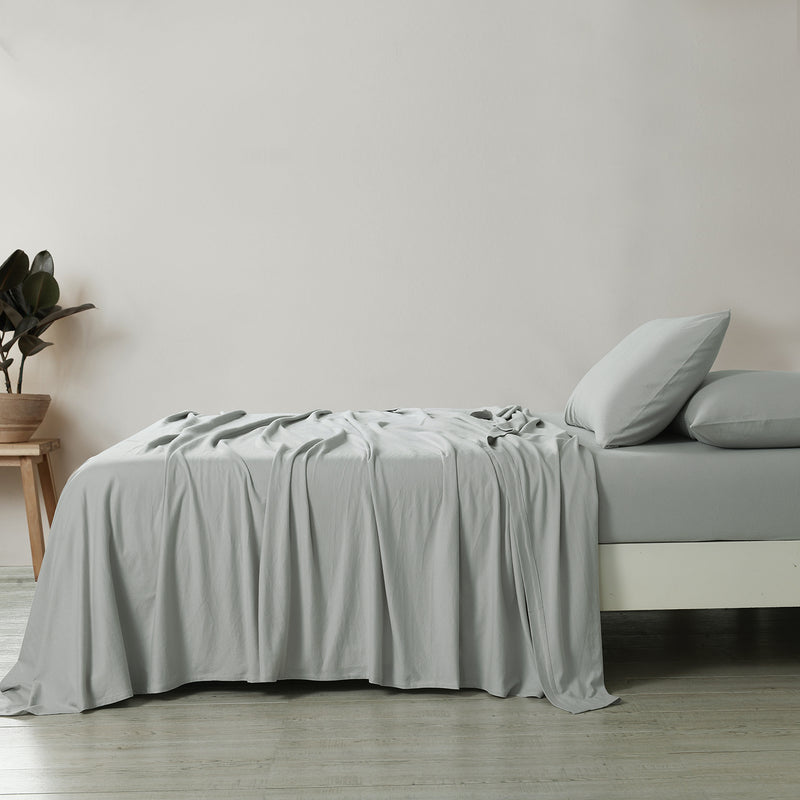 Dealsmate Royal Comfort 100% Jersey Cotton 4 Piece Sheet Set - King - Grey Marle