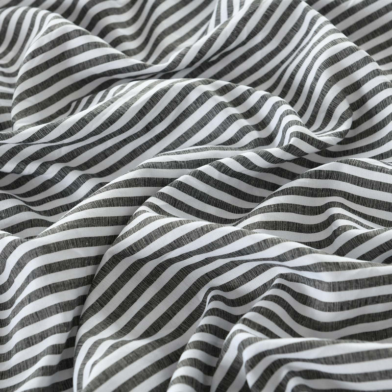 Dealsmate Royal Comfort Stripes Linen Blend Sheet Set Bedding Luxury Breathable Ultra Soft - King - Charcoal