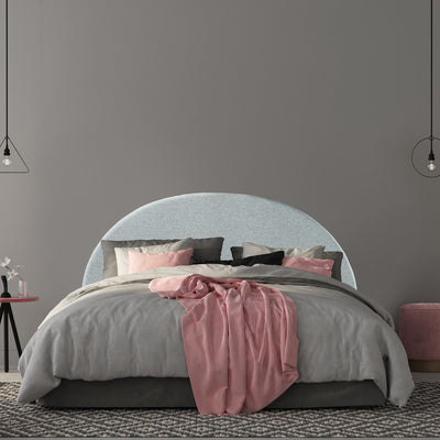 Dealsmate Milano Decor Barcelona Curved Light Grey Bed Head Headboard Bedhead Upholstered - King - Light Grey