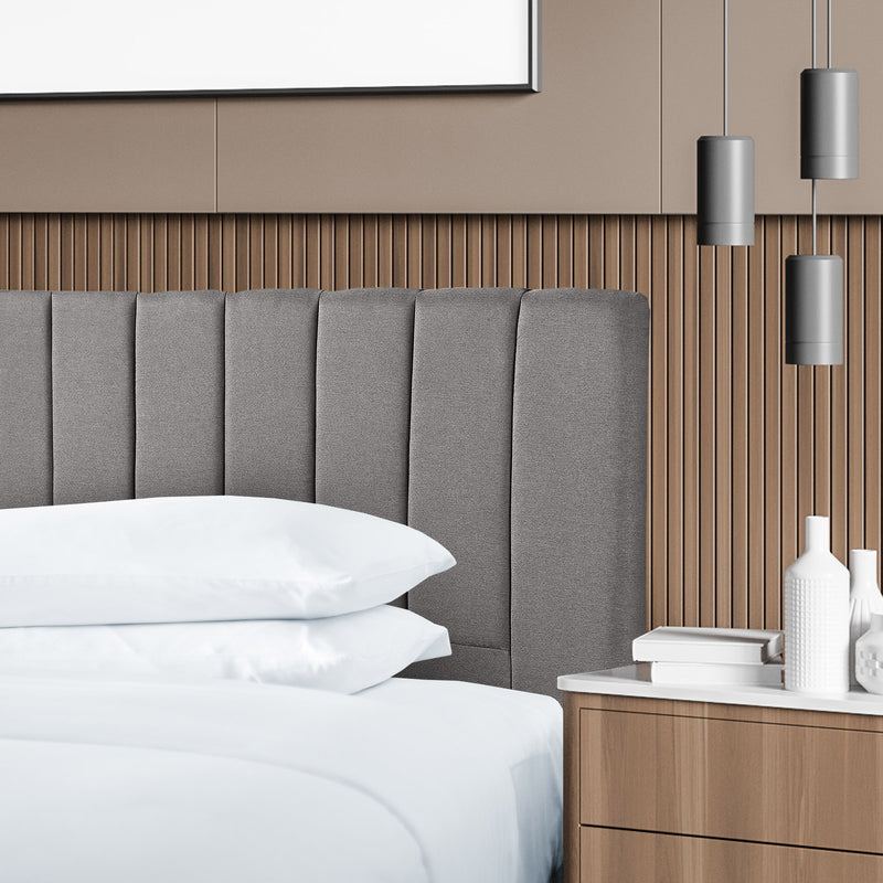 Dealsmate Milano Decor Valencia Mid Grey Bed Head Headboard Bedhead Upholstered - King - Mid Grey