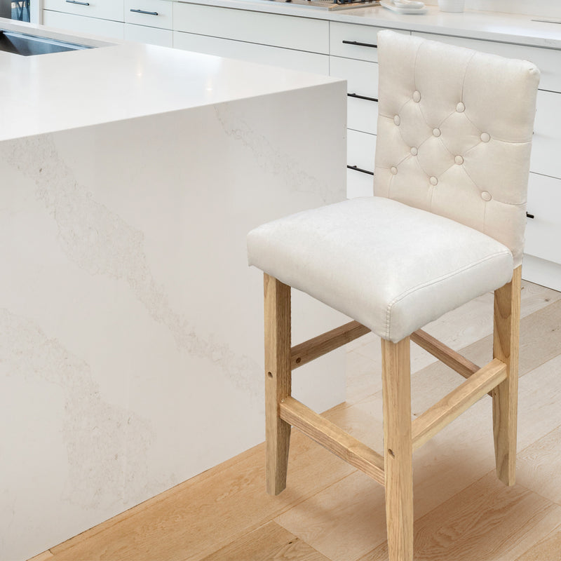 Dealsmate Milano Decor Hamptons Barstool Cream Chairs Kitchen Dining Chair Bar Stool - One Pack - Cream