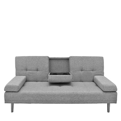 Dealsmate Casa Decor Mendoza 2 in 1 Sofa Bed Couch Grey Pull Down Cupholder 3 Seats Futon