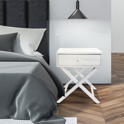 Dealsmate Milano Decor Bedside Table Surry Hills White Storage Cabinet Bedroom - One Pack - White