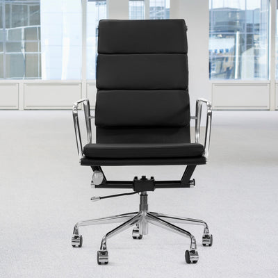 Dealsmate Milano Premium Office Executive Computer Chair PU Leather Steel Chrome Black