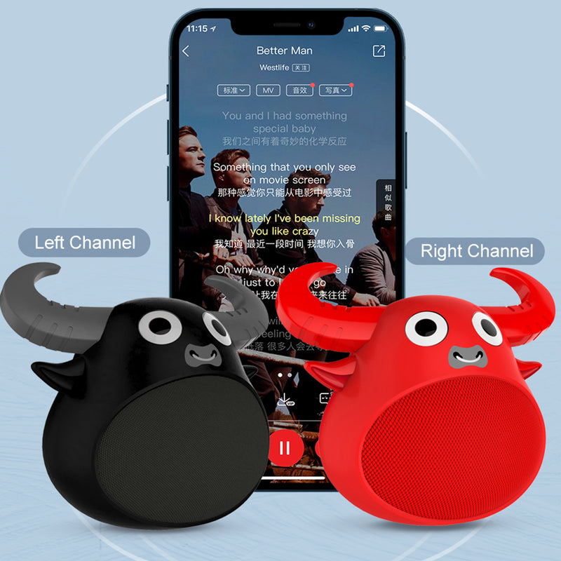 Dealsmate Fitsmart Bluetooth Animal Face Speaker Portable Wireless Stereo Sound - Black