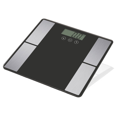 Dealsmate Digital Body Analyser Scale LCD Screen Weight Tracker Tempered Glass Black Blue
