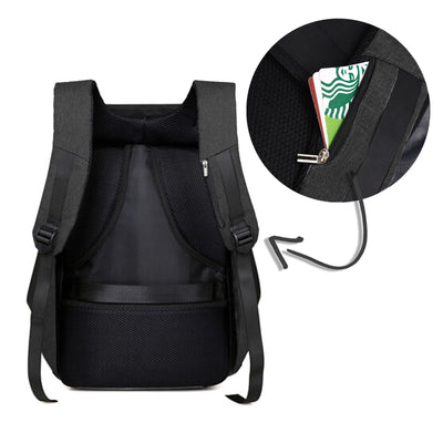 Dealsmate Anti Theft Backpack Waterproof bag School Travel Laptop Bags USB Charging - Black