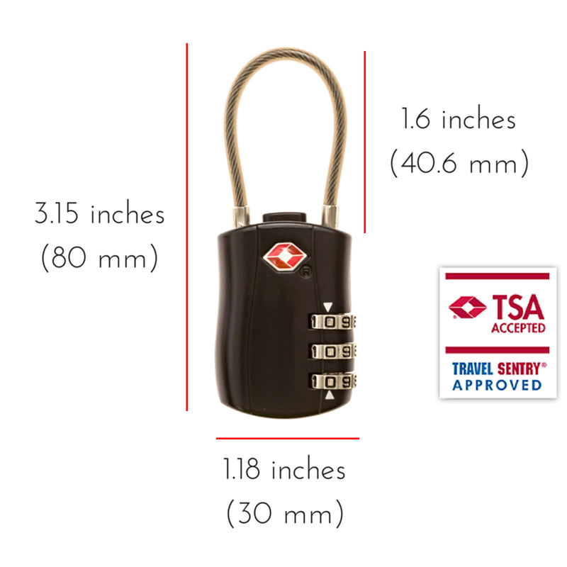 Dealsmate 2 x TSA Approved 3 Digit Combination Locks Cable Luggage Suitcase Security Locks