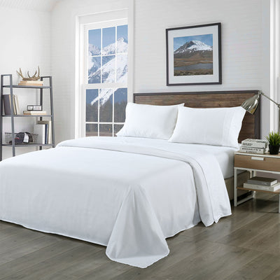 Dealsmate Royal Comfort Bamboo Blended Sheet & Pillowcases Set 1000TC Ultra Soft Bedding - Double - White