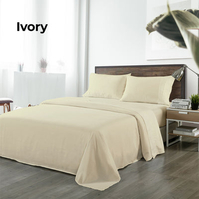Dealsmate Royal Comfort Bamboo Blended Sheet & Pillowcases Set 1000TC Ultra Soft Bedding - Double - Ivory