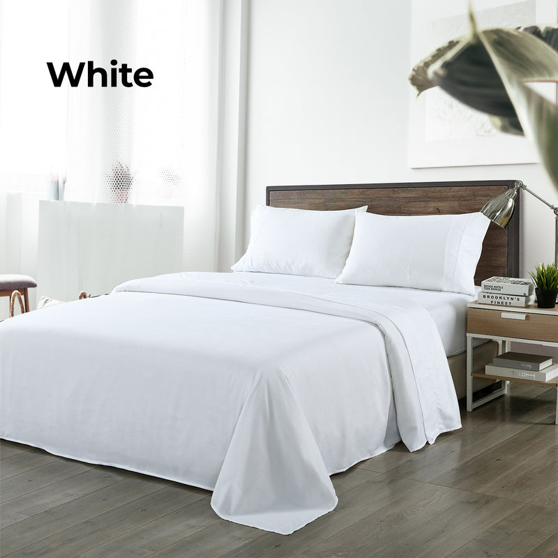 Dealsmate Royal Comfort Bamboo Blended Sheet & Pillowcases Set 1000TC Ultra Soft Bedding - Queen - White
