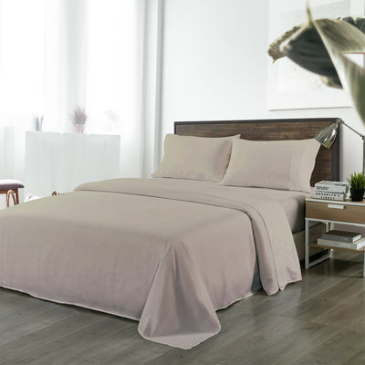 Dealsmate Royal Comfort Bamboo Blended Sheet & Pillowcases Set 1000TC Ultra Soft Bedding - Queen - Warm Grey
