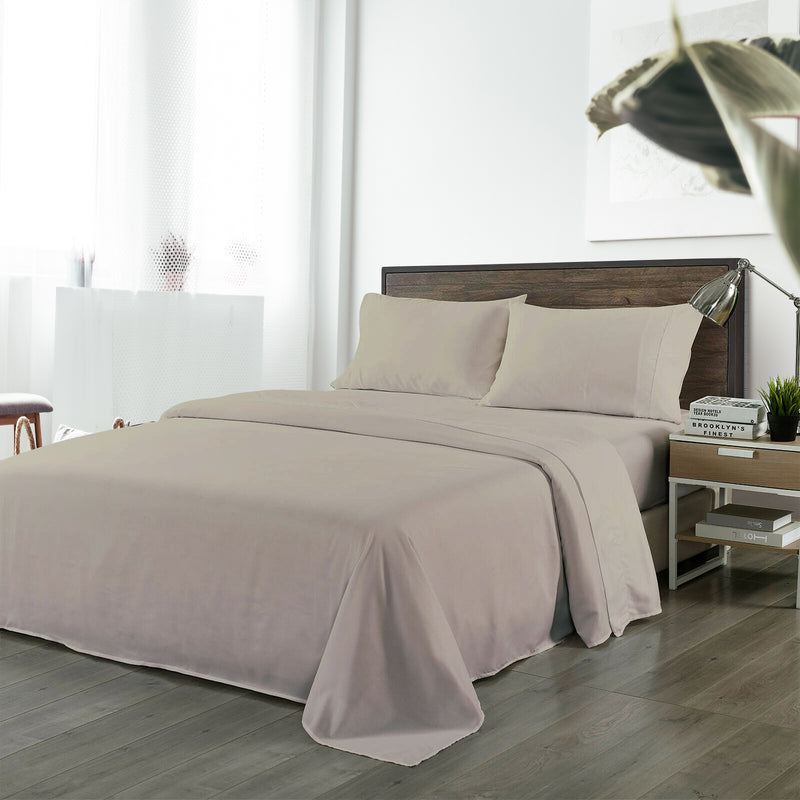 Dealsmate Royal Comfort Bamboo Blended Sheet & Pillowcases Set 1000TC Ultra Soft Bedding - Queen - Warm Grey
