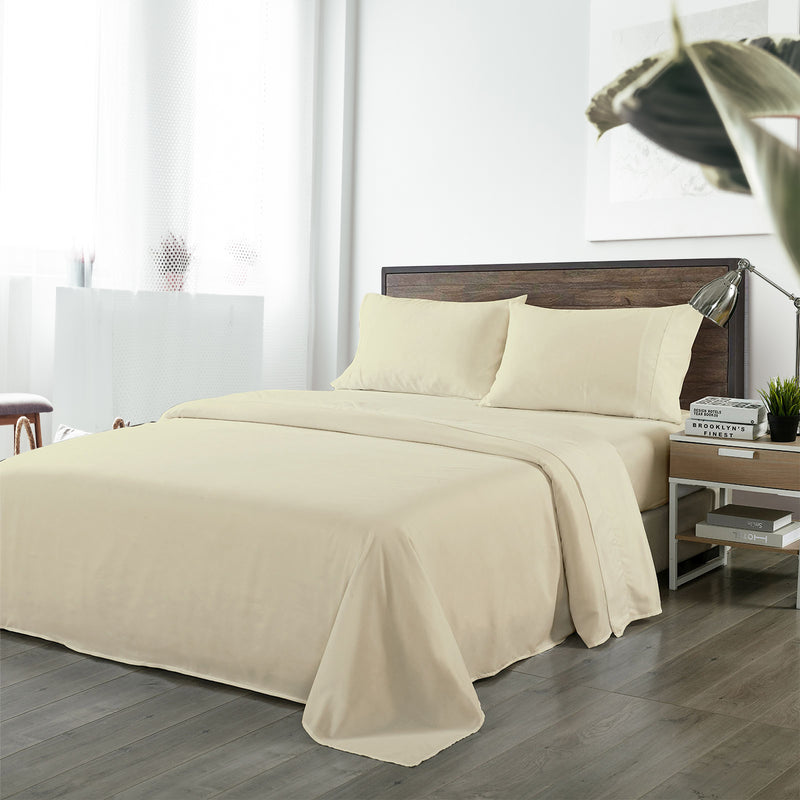Dealsmate Royal Comfort Bamboo Blended Sheet & Pillowcases Set 1000TC Ultra Soft Bedding - King - Ivory