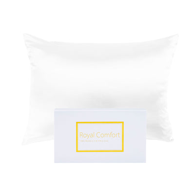 Dealsmate Royal Comfort Mulberry Soft Silk Hypoallergenic Pillowcase Twin Pack 51 x 76cm - White