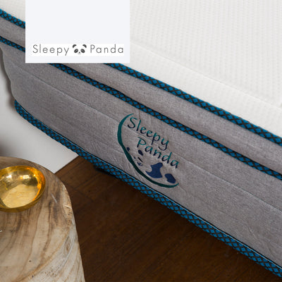 Dealsmate Sleepy Panda Mattress 5 Zone Pocket Spring EuroTop Medium Firm 30cm Thickness - Double - White  Grey  Blue