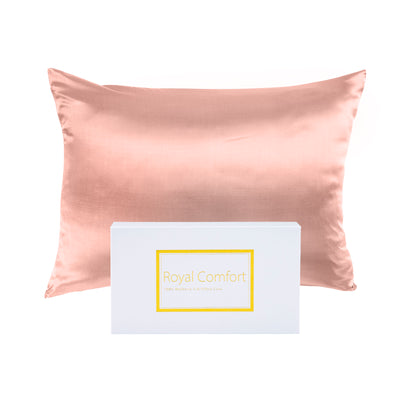 Dealsmate Royal Comfort Mulberry Soft Silk Hypoallergenic Pillowcase Twin Pack 51 x 76cm - Blush
