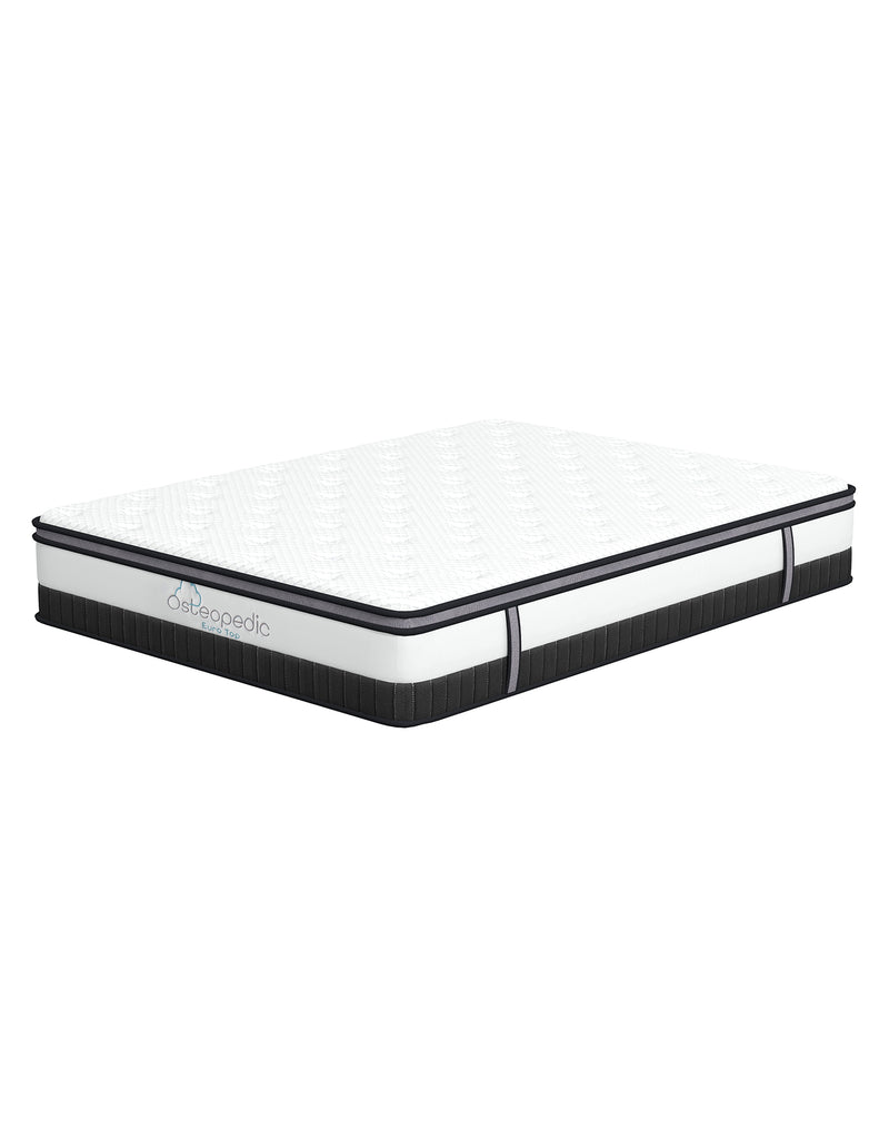 Dealsmate Osteopedic Euro Top Mattress Pocket Spring Medium Firm Hybrid Design Bed 30CM - Queen - White