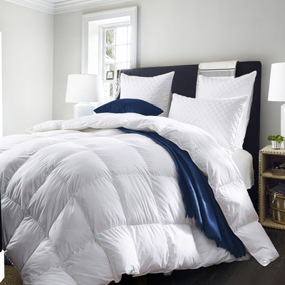Dealsmate Royal Comfort 50% Goose Feather 50% Down 500GSM Quilt Duvet Deluxe Soft Touch - Single - White