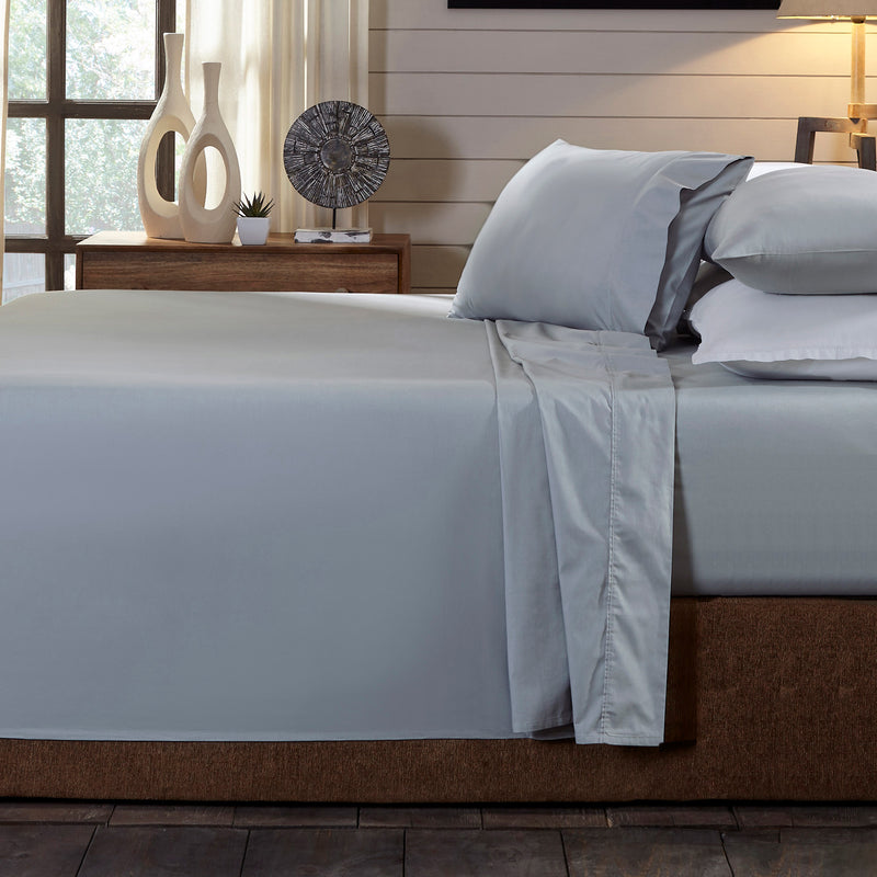 Dealsmate Royal Comfort 250TC Organic 100% Cotton Sheet Set 4 Piece Luxury Hotel Style - Double - Graphite