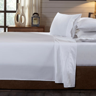Dealsmate Royal Comfort 250TC Organic 100% Cotton Sheet Set 4 Piece Luxury Hotel Style - Queen - White