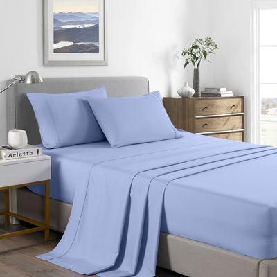 Dealsmate Royal Comfort 2000 Thread Count Bamboo Cooling Sheet Set Ultra Soft Bedding - King - Light Blue
