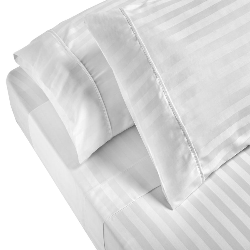 Dealsmate Royal Comfort 1200TC Sheet Set Damask Cotton Blend Ultra Soft Sateen Bedding - Queen - White
