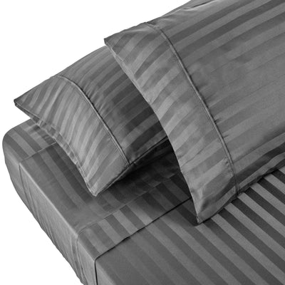 Dealsmate Royal Comfort 1200TC Sheet Set Damask Cotton Blend Ultra Soft Sateen Bedding - Queen - Charcoal Grey