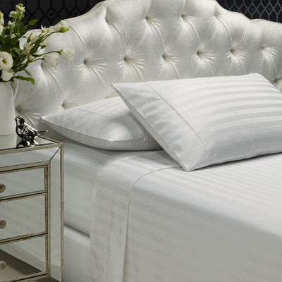 Dealsmate Royal Comfort 1200TC Sheet Set Damask Cotton Blend Ultra Soft Sateen Bedding - King - White