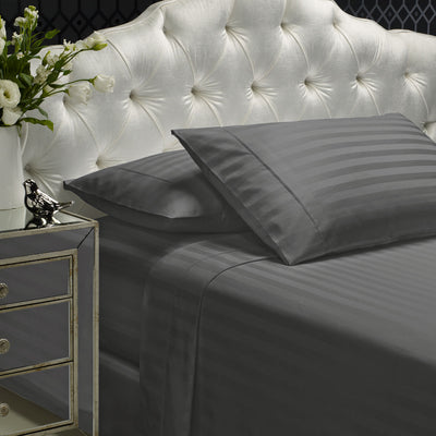 Dealsmate Royal Comfort 1200TC Sheet Set Damask Cotton Blend Ultra Soft Sateen Bedding - King - Charcoal Grey