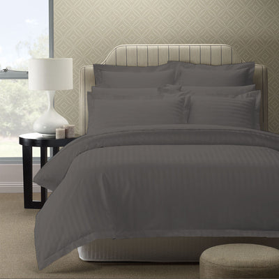 Dealsmate Royal Comfort 1200TC Quilt Cover Set Damask Cotton Blend Luxury Sateen Bedding - King - Charcoal Grey