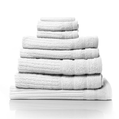 Dealsmate Royal Comfort Eden Egyptian Cotton 600GSM 8 Piece Luxury Bath Towels Set - White