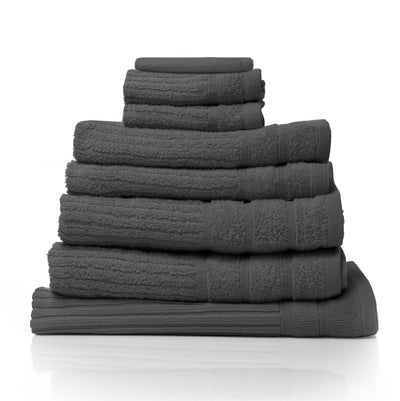 Dealsmate Royal Comfort Eden Egyptian Cotton 600GSM 8 Piece Luxury Bath Towels Set - Granite