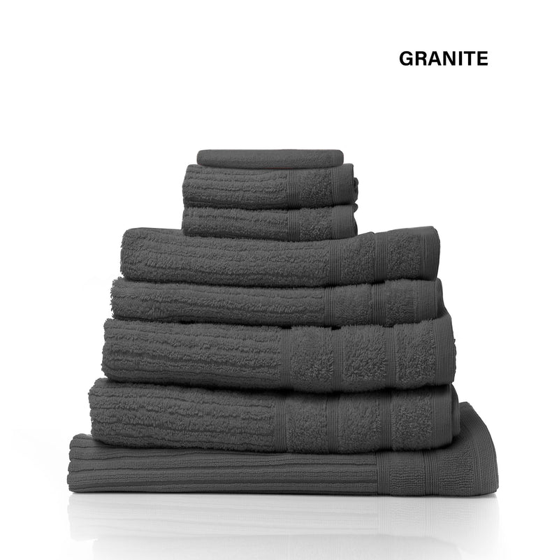 Dealsmate Royal Comfort Eden Egyptian Cotton 600GSM 8 Piece Luxury Bath Towels Set - Granite