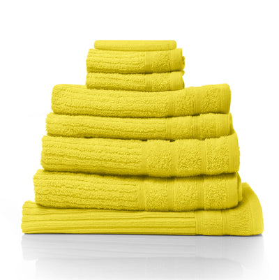 Dealsmate Royal Comfort Eden Egyptian Cotton 600GSM 8 Piece Luxury Bath Towels Set - Yellow