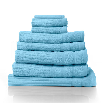Dealsmate Royal Comfort Eden Egyptian Cotton 600GSM 8 Piece Luxury Bath Towels Set - Aqua