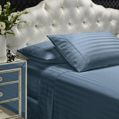Dealsmate Royal Comfort 1200TC Sheet Set Damask Cotton Blend Ultra Soft Sateen Bedding - King - Blue Fog