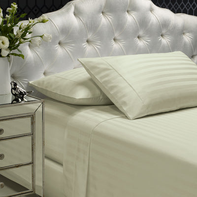 Dealsmate Royal Comfort 1200TC Sheet Set Damask Cotton Blend Ultra Soft Sateen Bedding - Queen - Pebble