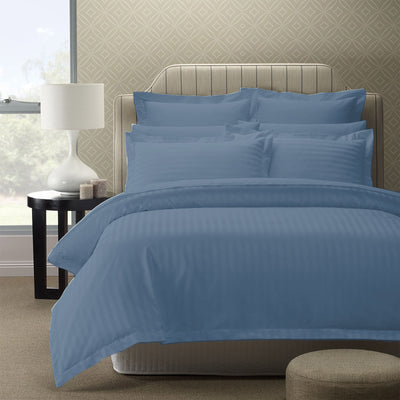 Dealsmate Royal Comfort 1200TC Quilt Cover Set Damask Cotton Blend Luxury Sateen Bedding - Queen - Blue Fog