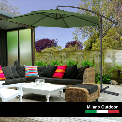 Dealsmate Milano 3M Outdoor Umbrella Cantilever With Protective Cover Patio Garden Shade - Green