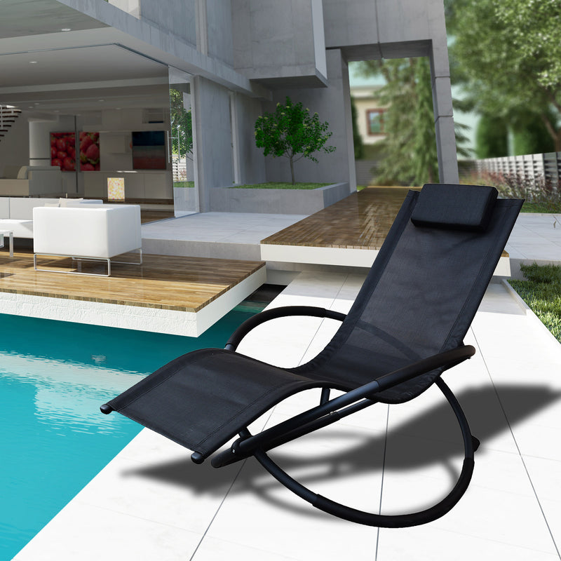 Dealsmate Arcadia Furniture Zero Gravity Portable Foldable Rocking Chair Recliner Lounge - Black